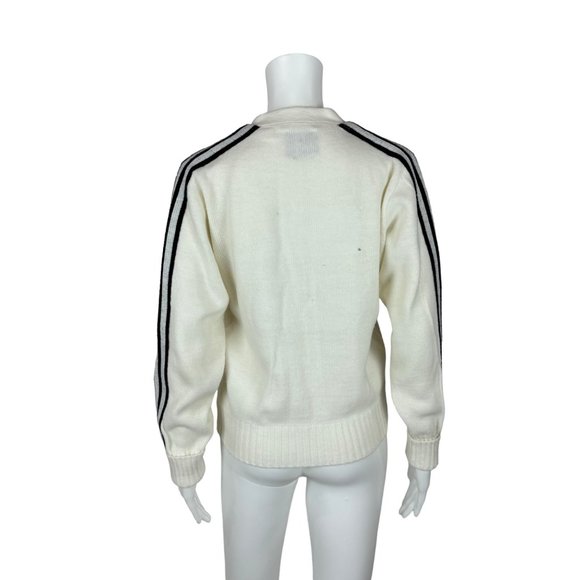 Vintage 60s Cheerleader Sweater V-Neck Navy Striped Pullover - Picture 9 of 10